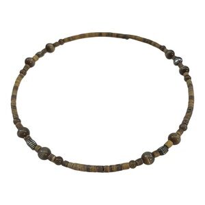 Rustic Brown Beaded Choker Necklace with Earthy Aesthetic